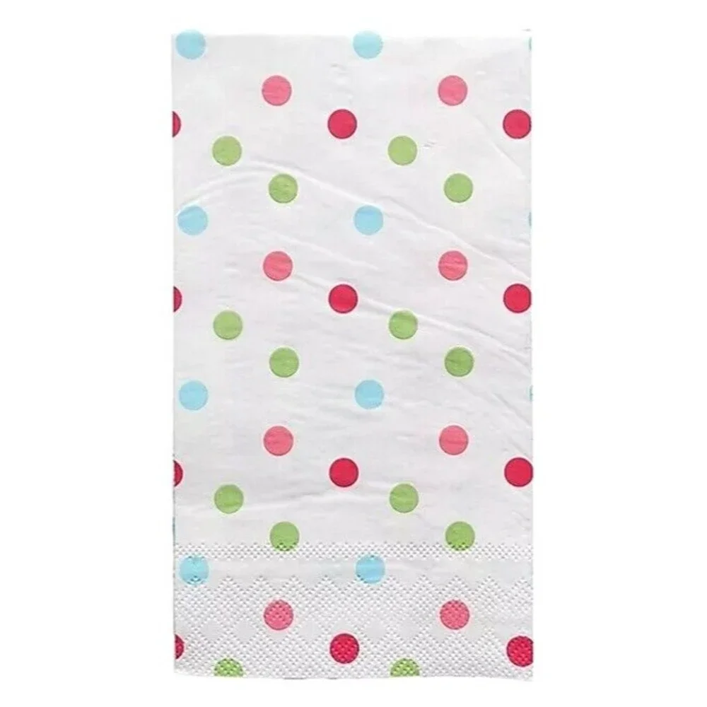 Polka Dot Paper Napkins Guest Bath Towels Buffet 32 CT Beach Birthday Summer